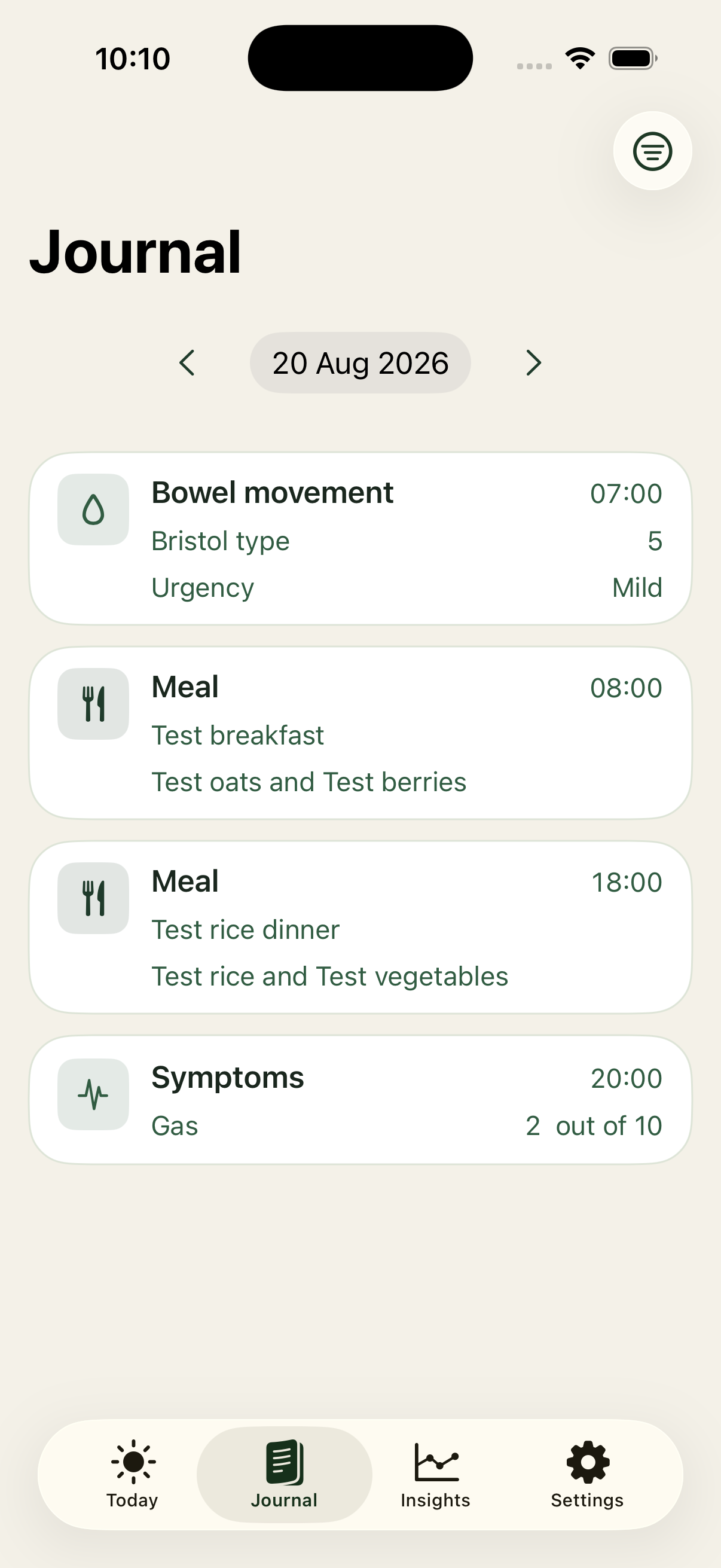 Gutelle journal on iPhone
